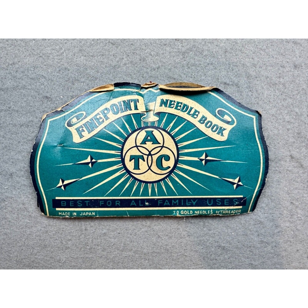 Vintage Finepoint Needle Book Sewing Notions, ATC, Japan, Gold Tipped